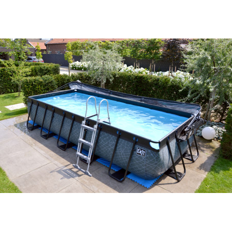 EXIT Piscine Black Leather 540x250x100cm avec pompe filtrante à sable - noir