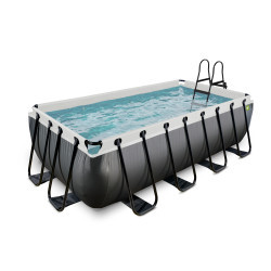 EXIT Piscine Black Leather 400x200x100cm avec pompe filtrante - noir