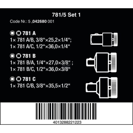 Jeu d'adaptateur WERA 05042680001