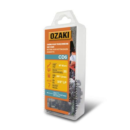 Chaîne de tronçonneuse semi carrée 3/8"LP 050 (1,3mm) 55 entraîneurs (E55) OZAKI