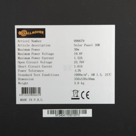 Panneau solaire GALLAGHER 090679GAL