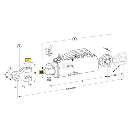 Barre de poussée hydraulique WALTERSCHEID 1205129