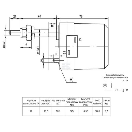 Moteur d'essuie-glace UNBRANDED 1318800020N