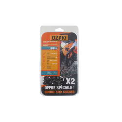 Lot de deux chaînes de tronçonneuse semi carrée 3/8"LP 043 (1,1mm) 50 entraîneurs