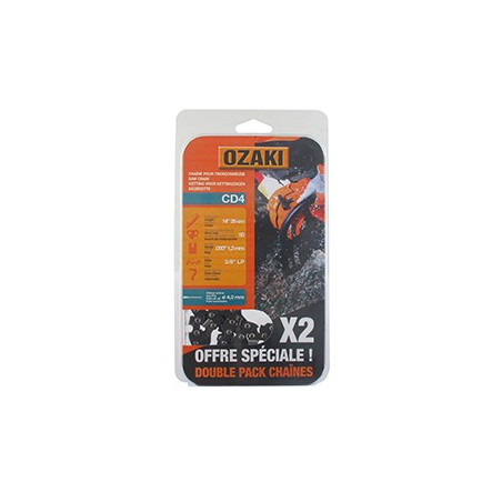 Lot de deux chaînes de tronçonneuse semi carrée 3/8"LP 043 (1,1mm) 50 entraîneurs