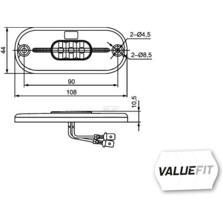 Feu de gabarit LED orange HELLA VALUEFIT 2PS357009101