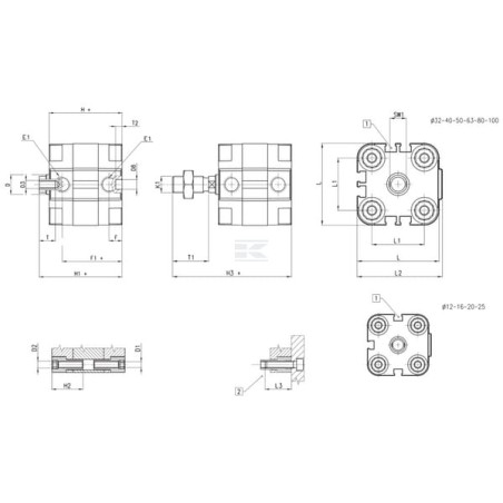 Vérin compacte CAMOZZI 31F2A016A050