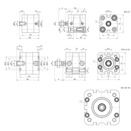 Vérin compact CAMOZZI 32M2A020A030