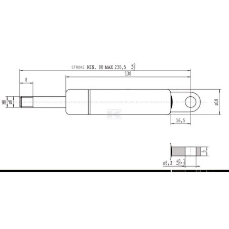 Vérin à gaz STABILUS CA043109