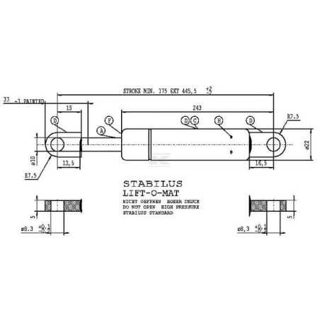Vérin à gaz STABILUS CA6314XC