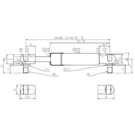 Vérin à gaz STABILUS CA536088