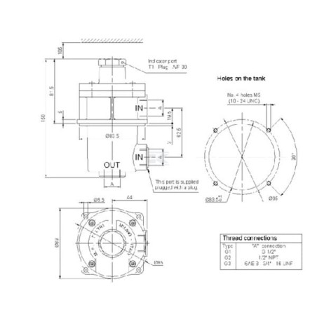 Filtre d'aspiration MP FILTRI FAS025M25