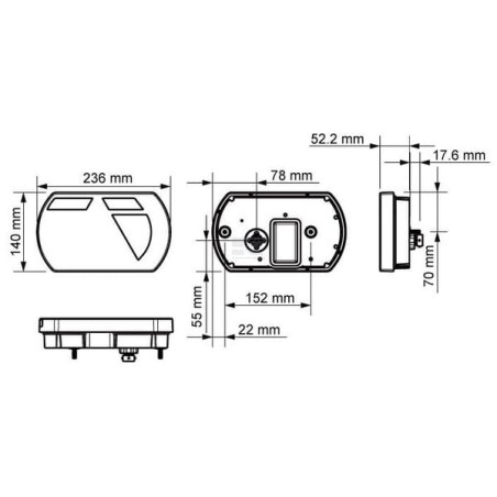 Feu arrière UNIVERSEL L26060P6RH5SM
