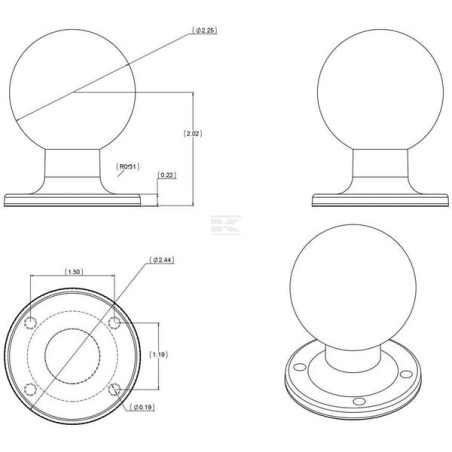 Base ronde RAM RAMD254UBL