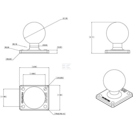 Adaptateur à bille RAM RAMC347UBL