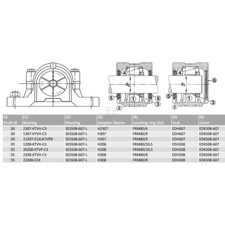 Palier à semelle INA/FAG SES508607L