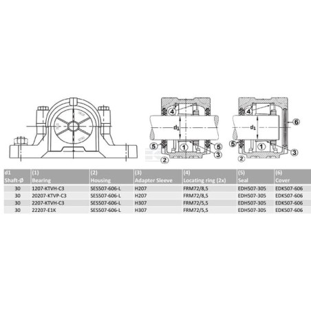 Palier à semelle INA/FAG SES507606L
