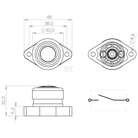 Interrupteur à bouton-poussoir UNIVERSEL SW10016KR