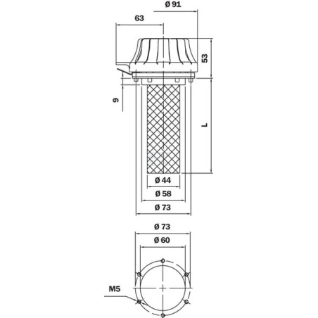 Filtre d'aération MP FILTRI TAP90F10A0L1