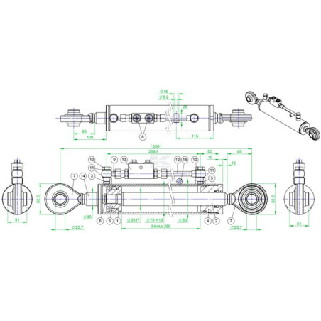 Barre de poussée hydraulique UNIVERSEL TCVNNE357025022