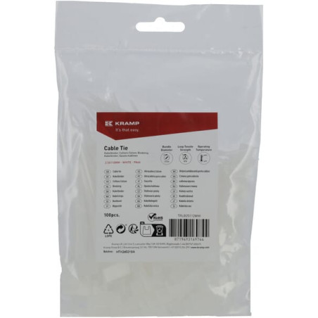 Étiquette pour serrage-câble UNIVERSEL TRLB25112WHI