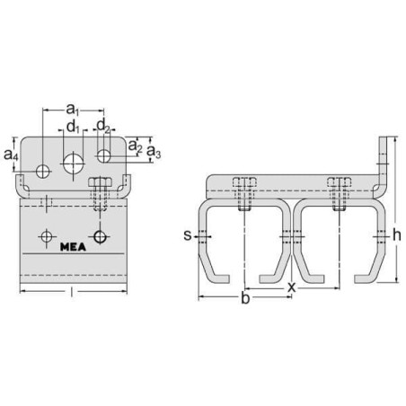 Support mural pour rail double MEA TB335650