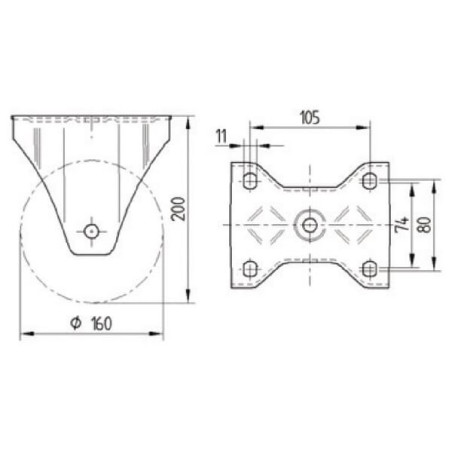 Roulettes pour charges lourdes en polyamide TENTE 4688TOP160P63