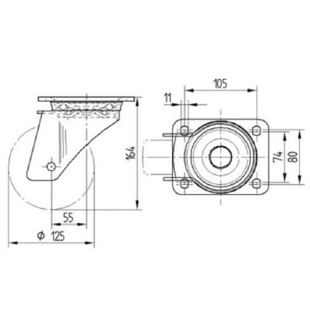 Roulettes pour charges lourdes en polyamide TENTE 4680TOP125P63