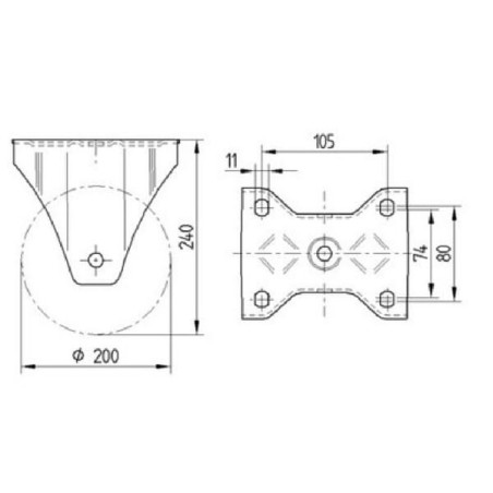 Roulettes pour charges lourdes à bandage en polyuréthane TENTE 4688ITP200P63