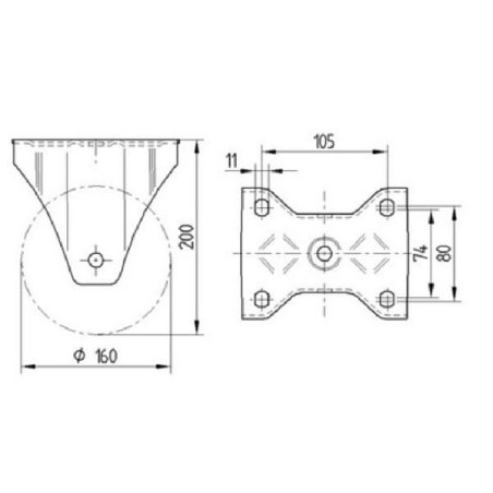 Roulettes pour charges lourdes à bandage en polyuréthane TENTE 4688ITP160P63