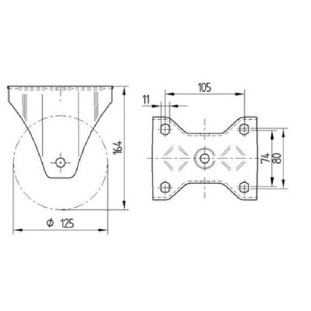 Roulettes pour charges lourdes à bandage en polyuréthane TENTE 4688ITP125P63