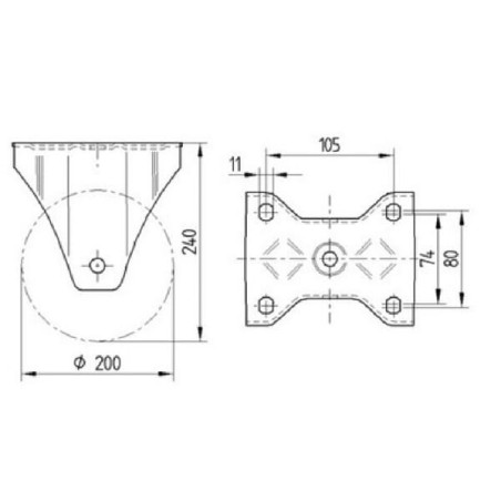 Roulettes pour charges lourdes à bandage en polyuréthane TENTE 4688IEP200P63