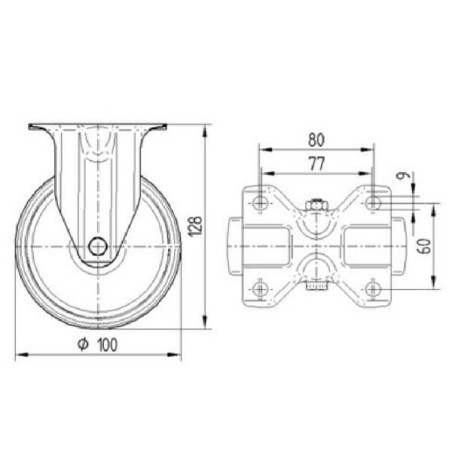 Roulettes pour charges lourdes à bandage en polyuréthane TENTE 3478IEP100P62