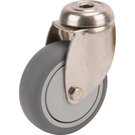 Roulettes pivotantes en acier inoxydable à trou de fixation TENTE 7470PJH050P3011