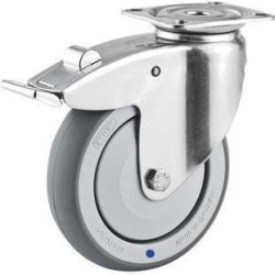 Roulettes pivotantes en acier inoxydable à platine de fixation TENTE 7477PJC125P50
