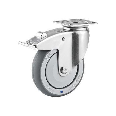 Roulettes pivotantes en acier inoxydable à platine de fixation TENTE 7477PJC125P50