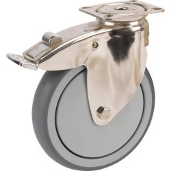 Roulettes pivotantes en acier inoxydable à platine de fixation TENTE 7477PJC100P50