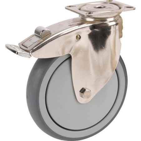 Roulettes pivotantes en acier inoxydable à platine de fixation TENTE 7477PJC100P50