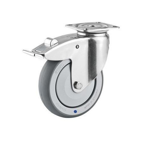 Roulettes pivotantes en acier inoxydable à platine de fixation TENTE 7477PJC075P40