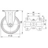 Roulettes pivotantes en acier inoxydable à bandage en matière synthétique TENTE 8478UOO080P62
