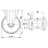Roulettes pivotantes en acier inoxydable à bandage en matière synthétique TENTE 8478UAD160P63
