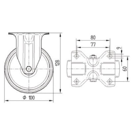 Roulettes pivotantes en acier inoxydable à bandage en matière synthétique TENTE 8478UAD100P62