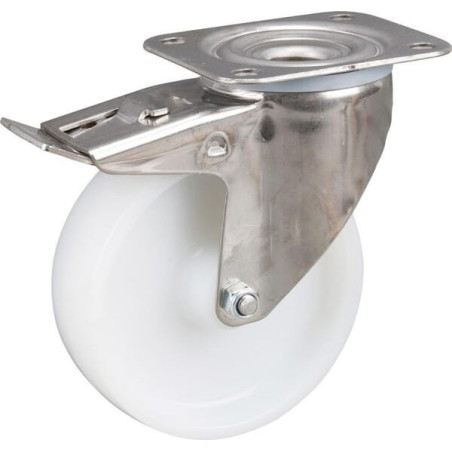 Roulettes pivotantes en acier inoxydable à bandage en matière synthétique TENTE 8477UOO125P62
