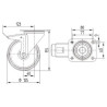 Roulettes pivotantes en acier inoxydable à bandage en matière synthétique TENTE 8477UOO125P62