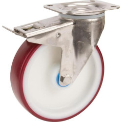 Roulettes pivotantes en acier inoxydable à bandage en matière synthétique TENTE 8477UAD125P62