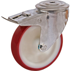 Roulettes pivotantes en acier inoxydable à bandage en matière synthétique TENTE 8477UAD125P3013