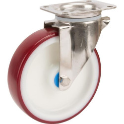 Roulettes pivotantes en acier inoxydable à bandage en matière synthétique TENTE 8470UAD200P63