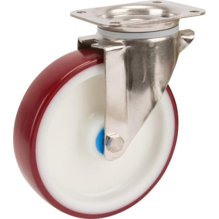 Roulettes pivotantes en acier inoxydable à bandage en matière synthétique TENTE 8470UAD125P62