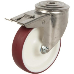 Roulettes pivotantes en acier inoxydable à bandage en matière synthétique TENTE 8470UAD125P3013
