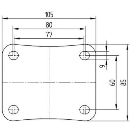 Roulettes pivotantes en acier inoxydable à bandage en matière synthétique TENTE 8470UAD100P62